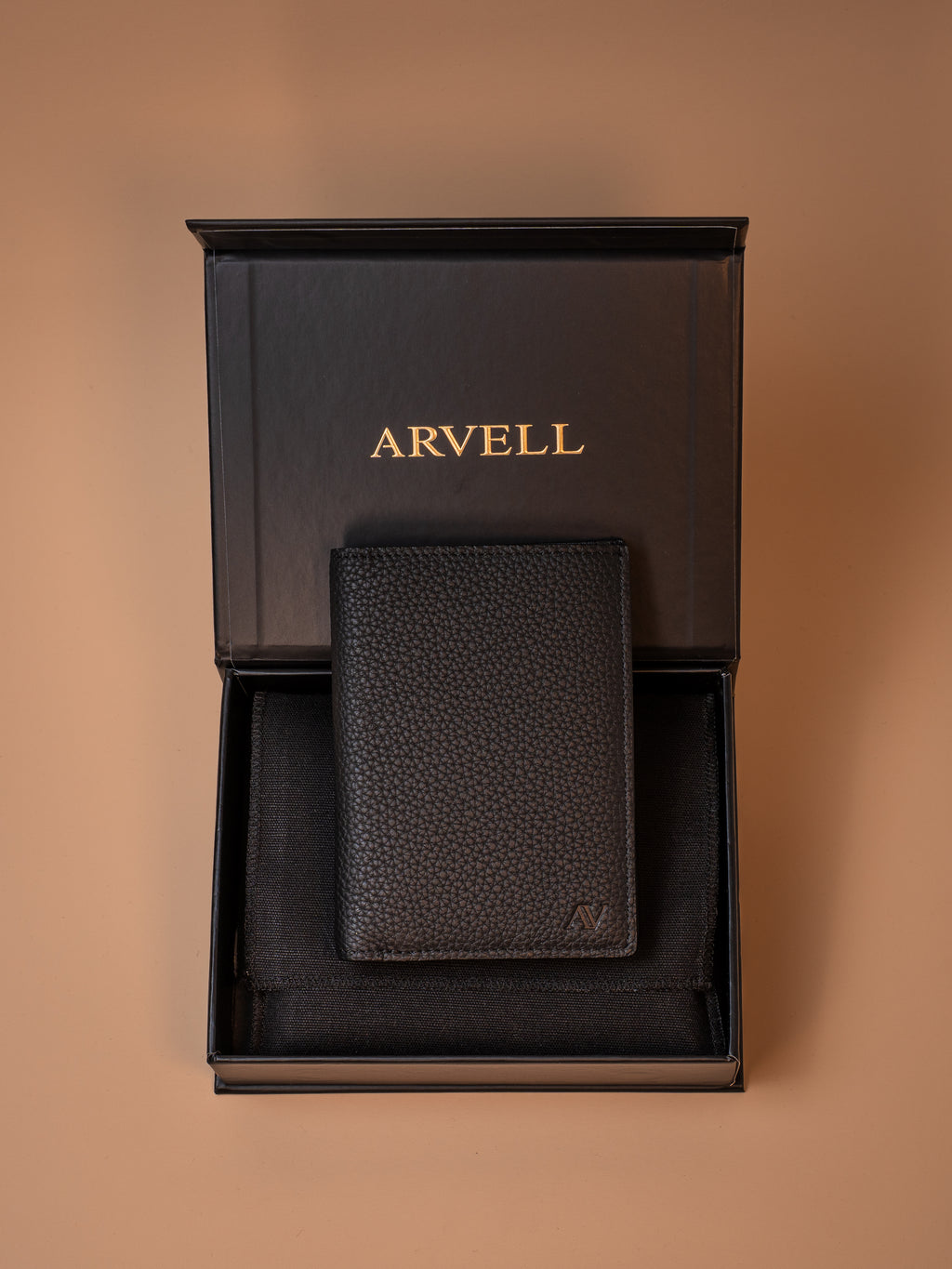 Arvell Archive — schwarze Ledergeldbörse, Ansicht 6